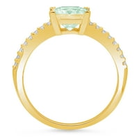 1.66ct Princess Cut Green симулиран диамант 18k жълто злато годишнина годежен пръстен с размер 8
