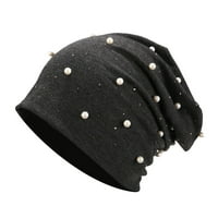pxiakgy бейзболна шапка мода жени разтягане шапка чист цвят перла глава шал шал обвивка шапка тъмно сиво + един размер