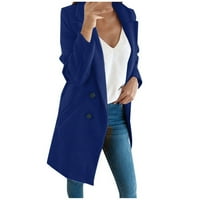 Ikevan Womens Warm Fau Coat Cardigan Зимен солиден дълъг ръкав Външно облекло синьо 8