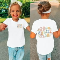 Малко дете деца бебе момичета с къс ръкав писмо печат смешна тениска модерна модна тениска върхове летни дрехи