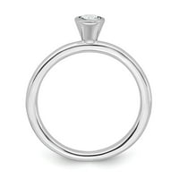Сребърен сребърен изрази High Round White Topaz Размер на пръстена: 9; за възрастни и тийнейджъри; За жени и мъже
