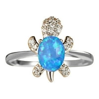 Креативни бижута w hite злато и синьо диамантен костенурка пръстен мъже Моден ол вятър, пръстени за жени