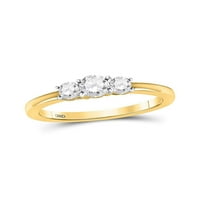 Солидна 14k жълто злато кръг диамант три каменни булчински сватбени годежни пръстени ленти CT. - Размер 5