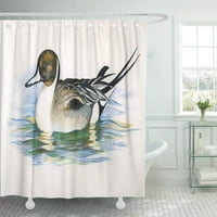 Птица дива патица животински крайбрежна вода Древен античен клюн черна баня душ завеса