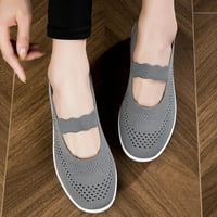 Женски ежедневни обувки Мода проста солидна цветна лятна мрежа дишаща куха мека подметка пешеходни спортни обувки удобни неплъзгащи се сив размер38