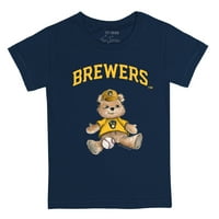 Toddler Tiny Turnip Navy Milwaukee Brewers Teddy Boy Тениска