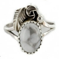 Ръчно изработен автентичен навахо. Sterling Silver White Howlite Turquoise Native American Ring Size 1 2
