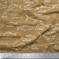 Soimoi Green Rayon Fabric Fish Ocean Print Craft Fabric край двора