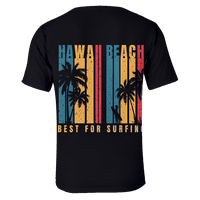 Мъжки тениски, момчета и мъжки палмово хавайски тениски за мъже, свободно прилепване на небрежен къс ръкав кръгла шия, графични тийнейджъри мъже, черна тениска отпечатана хавайска плажна риза, възрастен-3xl,