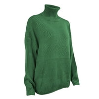Дамски пуловер от рамото небрежно плетено плътно пуловер с дълъг ръкав