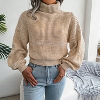 Simplmasygeni Clearance Trendy пуловери с дълъг ръкав за жени плюс размер женски моден ежедневен фенер с дълъг ръкав костенурка плетен пуловер пуловер пуловер