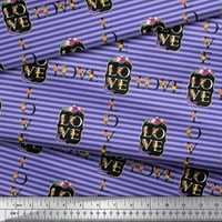 Soimoi лилав вискозен шифон тъкан ивица и флорална азбука текст от печата