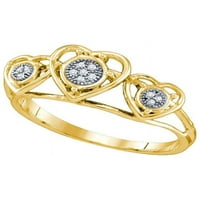 10kt жълто злато дамски кръгъл диамантен сърдечен пръстен. Cttw