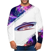 Мъжки тениска модна космически кораб с дълъг ръкав отпечатани тениски от екипаж