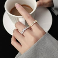 Момче пръстен новият мори трапецоиден циркон пръстен женски проста модна текстура Студена модерна мъж геометричен ръчен бижута пръстен за жени