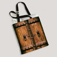Стара дървена чанта за платно за врати за многократна употреба на чанти за пазаруване на хранителни стоки Tote торба 14 16