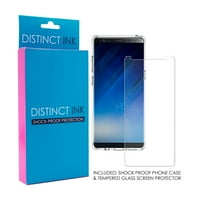 DistrentInk Clear Shockprouf Hybrid Case за Samsung Galaxy Note - TPU броня, акрилен гръб, протектор на екрана с закалено стъкло - сребърна сива черна дамаска - флорален дамаски модел