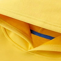 Момче обикновен удебелен пуловер момчета ежедневни качулки с дълъг ръкав на открито с джобни разхлабени суичър жълто