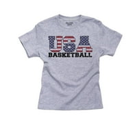 Олимпиада - баскетбол - винтидж букви момче памук младежки тениска
