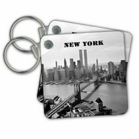 3Drose Black N White Picture of Brookly Bridge с Twin Towers - Key Chains, 2. By, набор от 2