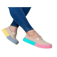 Oucaili жени ежедневни обувки плъзгане на платформи Colofers Color Block Bottom Loafer Lightweight неплъзгащи се обувки за ходене Дами кайсия 7.5