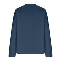 Небрежен бутон надолу суичъри за жени падат с дълъг ръкав твърд цвят пуловер върхове свободни леки уютни тренировки тениски риза флот xxl