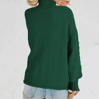 Плетен пуловер за жени костенурка ежедневно пуловер с дълъг ръкав