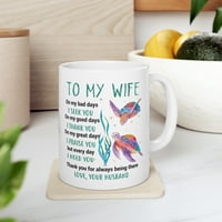 FamilyLoveshop LLC на съпругата ми чаша кафе, чаша костенурка, подарък за нея, юбилейна чаша, коледна чаша за валентинки, унция, керамична халба