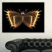 Дизайнерско изкуство „Огнена фрактална пеперуда в тъмно“ графично изкуство на опаковано платно