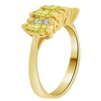 14k жълто злато, класически клъстер пръстен създаден цвят марказинг CZ синтетичен ноември роден камъни