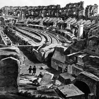 Рим: Колизеум, 1817 г. Нинтерор на Колизеума в Рим. Измийте рисунка от Simone Poniardi, 1817. Плакатен печат от