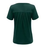 Женски лятен Хенли плюс размери ризи свободен бутон за приспособяване надолу с къс ръкав тъмнозелен 3xl