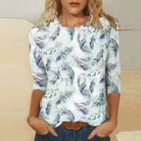 Juebong ръкави върхове за жени модерни плюс размер туника тениска ризи лятна флорална щампа скриване на коремка екипаж блуза