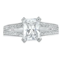 2. CT Brilliant Emerald Cut Synthetic White Sapphire 14K бяло злато