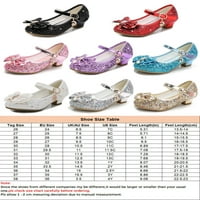 Difumos Girl's Princess Shoe Bow Mary Jane Sparkling Ression Shoes Униформени ежедневни сладки блясъци синьо 11.5c