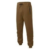 Buigttklop без граници мъжки панталони, твърд цвят мъжки стил свободен цип джобни джобни еластични талии спортни панталони с пълна дължина панталони