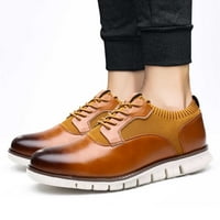 Puawkoer Classic Style мъже дантела винтидж кожени обувки бизнес ежедневни обувки Roundtoe кожени обувки