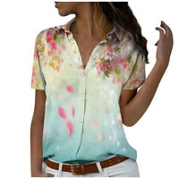 Жени летни кратки ръкави върхове високи копчета ризи за жени модни жени къси ръкав джобни бутон тройник ежедневни популярни блузи върхове бутон с къс ръкав ризи