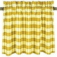 Любовна тъкан Памучен памук Gingham Checkered Plaid Design Kitchen Curtain Valance прозорец (58 20