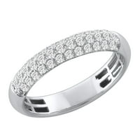 Карат диамант унизинг сватбена лента пръстен в 14k бяло злато