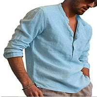 Pudcoco Men's Rish Stand Collar с дълъг ръкав риза мъжки блузи