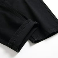 Fanxing Clearance сделки Мъжки тънки дънки плюс размер активни ежедневни дънкови панталони с джобове, унищожени разкъсани кльощави дънки