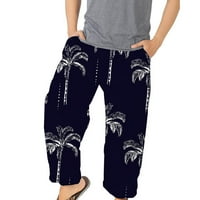 Aoujea Men's Fashion Casual Bloomers Loose Elastic Beach Athleisure Printed панталони дълги панталони редовно прилягане, леки панталони на хлабина