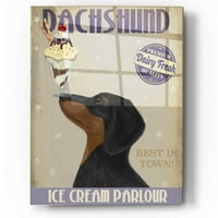 Епично изкуство 'Dachshund, Black and Tan, Ice Cream' от Fab Funky, Acrylic Glass Wall Art, 24 x36