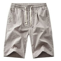 Farfi Men Solid Color Pockets DrawString Elastic Sports Shorts Памучни панталони за домашно облекло