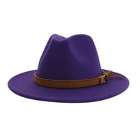 Umitay Unise Fashion Wide Wool Belt Flat Top Top Fedora Hat Party Church Hats Cap Cap