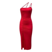 Дамска небрежна рокля прашка каишка шия тънка беззаконие рокля женска небрежна рокля червено l