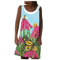 Tking модна ежедневна свободна слънчева ръка от рамото без ръкави мини плажни рокли за жени