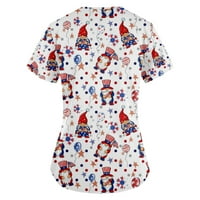 Дамски върхове блуза отпечатани къси ръкави за независимост дами летни туники върхове v-образни модни вино 3xl