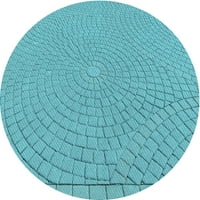 Ahgly Company Indoor Round Marteded Bright Turquoise Blue Area Rugs, 6 'Round